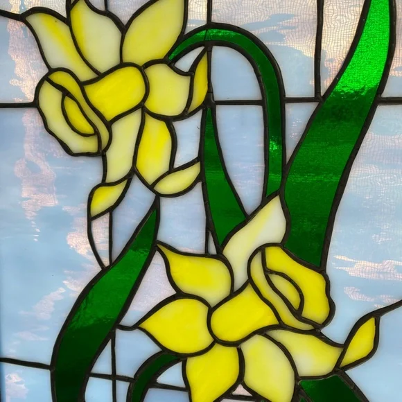 Vintage Daffodil / Narcissus Stained Glass - flower, March - Picture 8 of 9